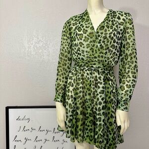 Zara Green Leopard Dress - Size XS
